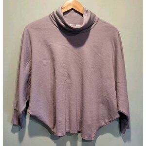 New Stateside Anthropologie Gray Waffle Knit Dolman Sleeve Turtleneck Top Sz S